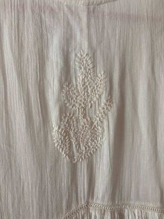 Talisman Boho White Gauze Sleeveless Maxi Dress with Embroidered Yoke Medium - Picture 5 of 11